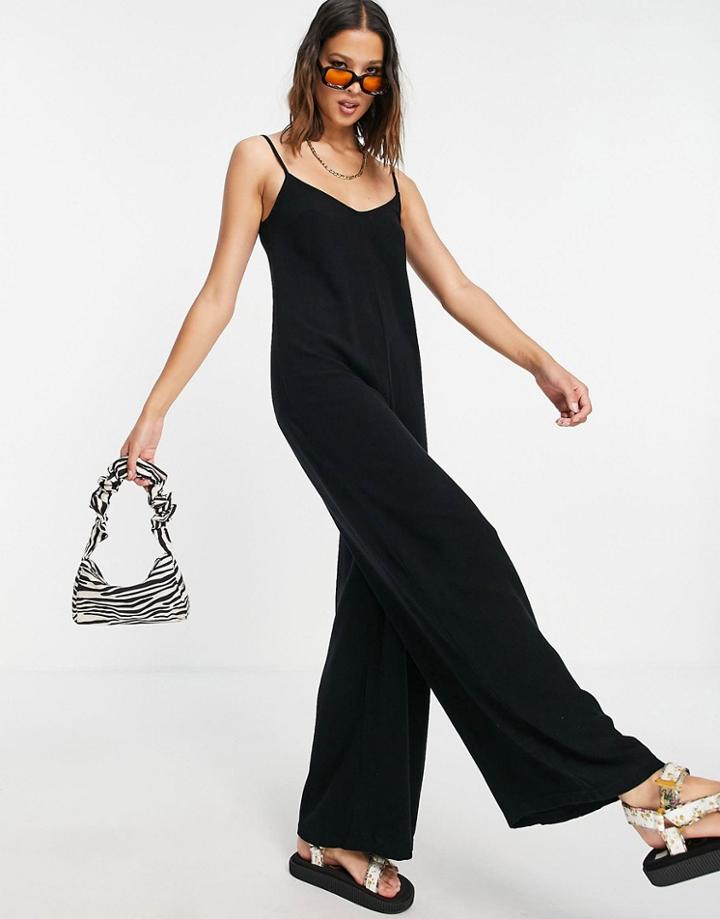 Topshop Aline Jumpsuit In Black