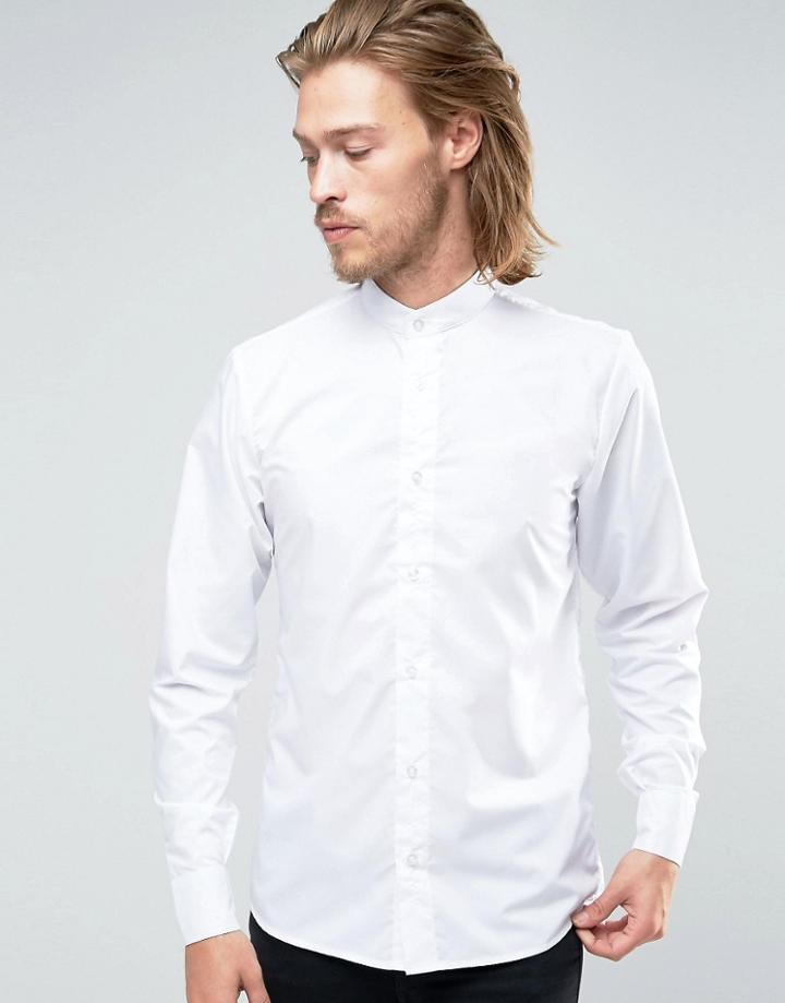 Rogues Of London Skinny Grandad Shirt - White