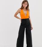 Missguided Petite Tailored Wide Leg Pants In Black - Black