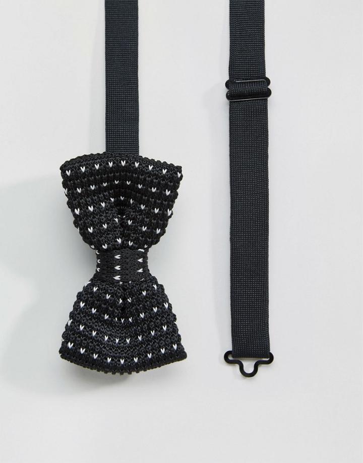 7x Knitted Bow Tie Black In Box - Black