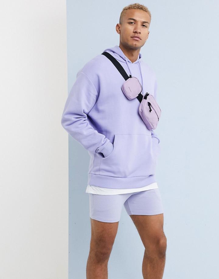 Asos Design Oversized Hoodie In Lilac With T-shirt Hem-purple