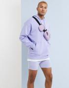 Asos Design Oversized Hoodie In Lilac With T-shirt Hem-purple