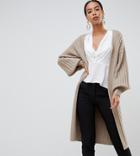 Fashion Union Tall Relaxed Cardigan In Luxe Knit - Beige