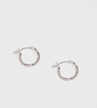 Asos Design Sterling Silver Hoop Earrings In Hammered Metal