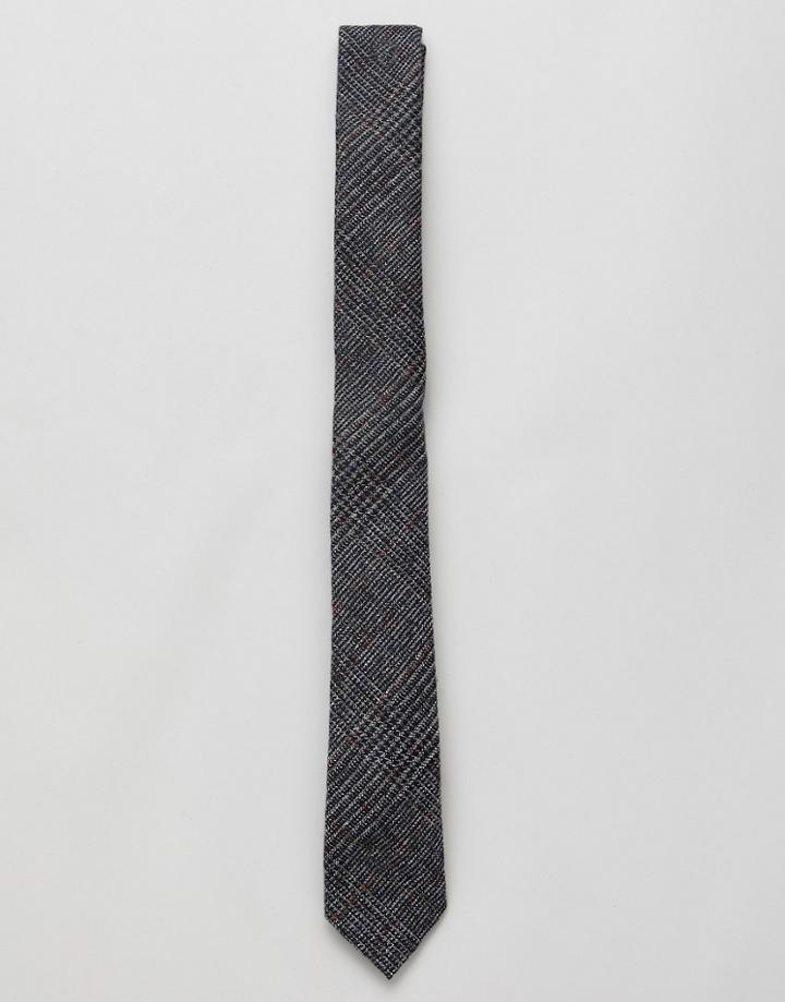 Asos Design Check Slim Tie - Gray