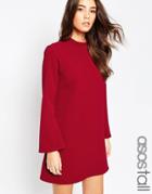 Asos Tall Shift Dress With Flared Sleeves - Deep Red