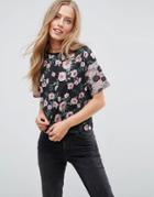 Asos T-shirt With Cutabout Floral - Multi
