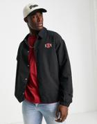 Jack & Jones Core Back Print Coach Jacket In Black