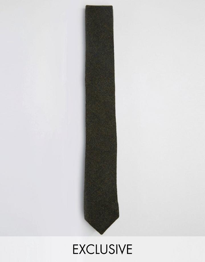Heart & Dagger Herringbone Blade Tie - Green