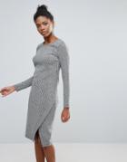 Vila Long Sleeve Dress With Wrap Detail - Gray