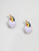 Limited Edition Rainbow Heart Star Stud Earrings - Gold