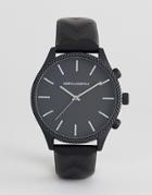 Asos Design Watch With Embossed Strap In Black - Black
