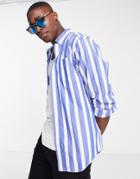Gant Wide Stripe Regular Fit Poplin Shirt In Blue