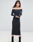 Nytt Long Sleeve Off The Shoulder Maxi Dress - Black