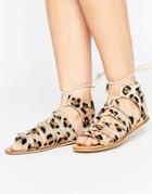 London Rebel Stud Leather Ghillie Sandal - Multi