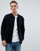 Asos Design Jersey Bomber Jacket In Black With Poppers - Black