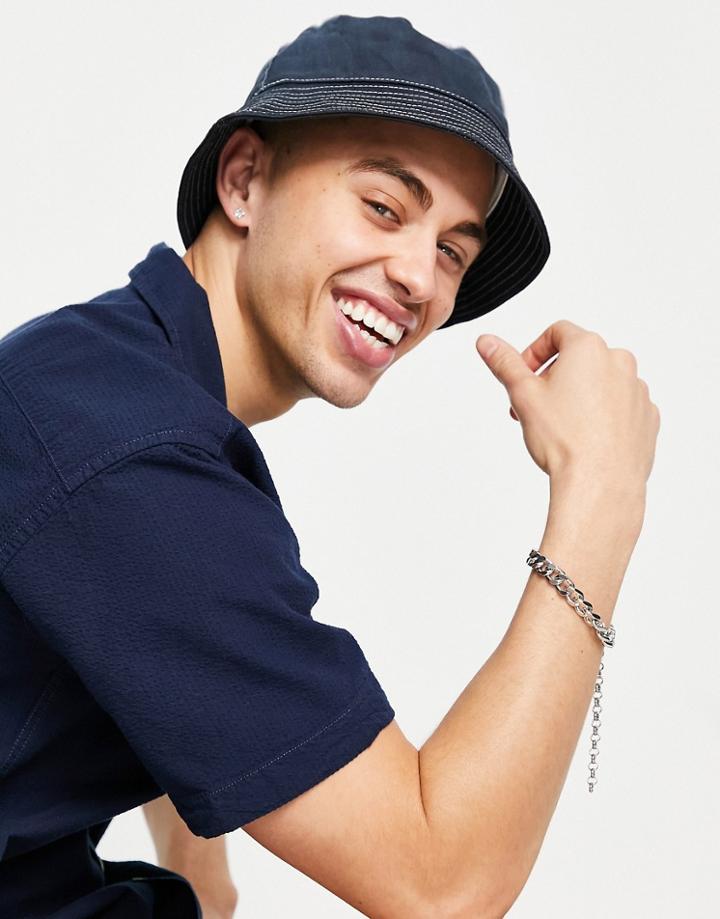 Jack & Jones Bucket Hat In Black Tie Dye