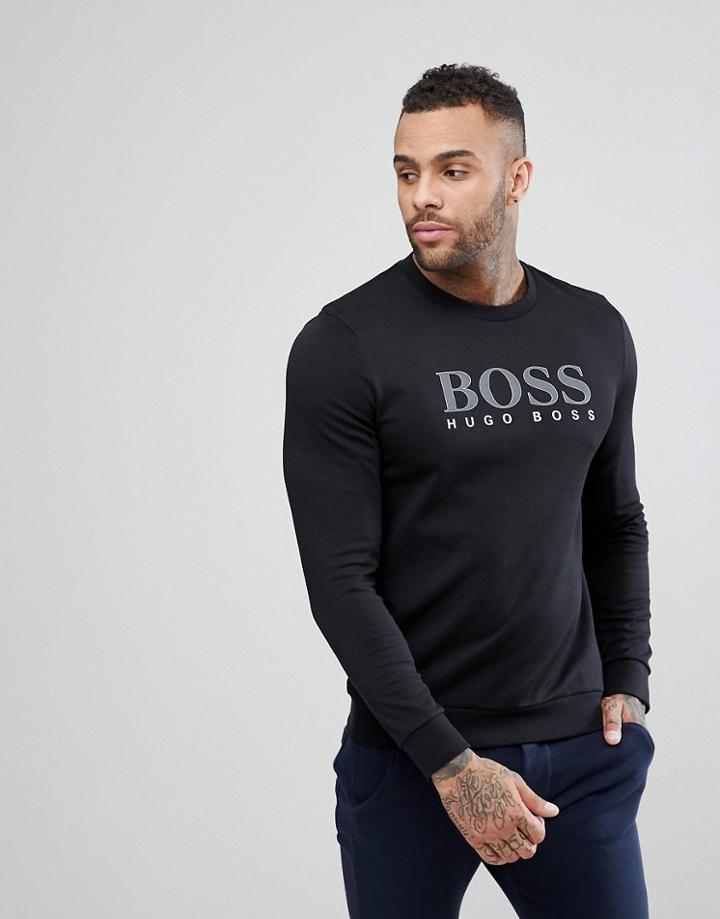 Boss By Hugo Boss Tracksuit Long Sleeve Sweat Top With Crew Neck - Black