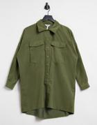 Object Oversized Shirt With Pocket Detail In Khaki-green