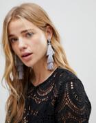 New Look Tiered Tassel Earrings - Purple