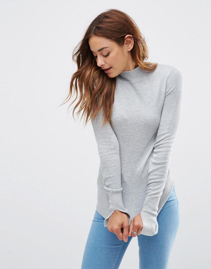 Asos Sweater With Turtleneck In Soft Yarn - Mid Gray