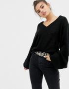 Brave Soul Harris Sweater With Balloon Sleeves - Black