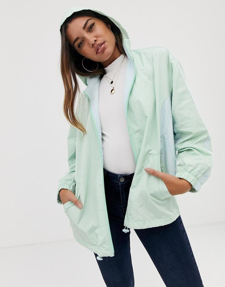 Asos Design Color Block Zip Through Anorak Jacket - Green