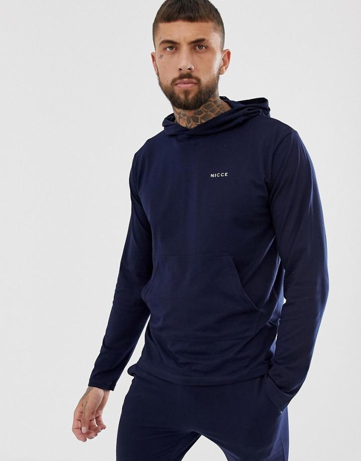 Nicce Lounge Hoodie In Navy - Gray