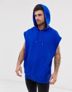 Asos Design Sleeveless Oversized Hoodie In Bright Blue - Blue