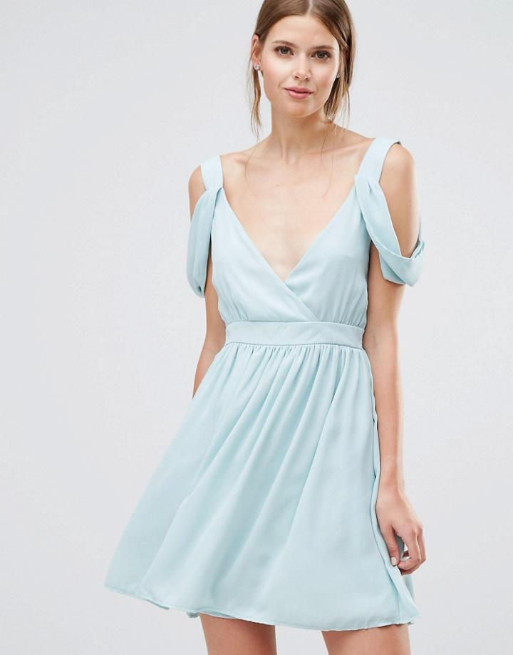 Oh My Love Cowl Shoulder Mini Dress - Green