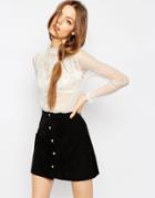 Asos Top In Emboridered Spot Mesh - White