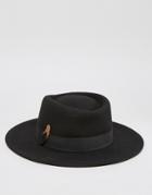 Asos Fedora Hat With Contrast Felt Feather Band - Black