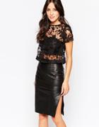 Ax Paris Sheer Lace Top - Black
