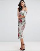 Asos Textured Floral Bardot Midi Dress - Multi