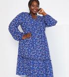 In The Style Plus X Jac Jossa Midi Smock Dress In Blue Floral-multi