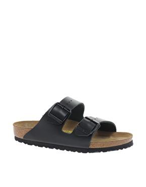 Birkenstock Arizona Black Leather Two Strap Sandals - Black