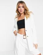 Pieces Oversized Tailored Blazer In White - Part Of A Set