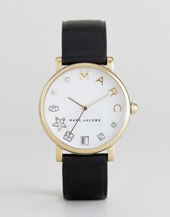 Marc Jacobs Classic Mj1599 Leather Watch In Black - Black