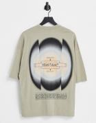 Asos Dark Future Oversized T-shirt With Large Back Graphic In Sand-neutral