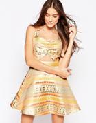 Madam Rage A Line Dress With Cut Out Waist - Neon