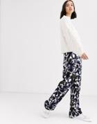Native Youth Wide Leg Pants In Abstract Smudge Print-multi