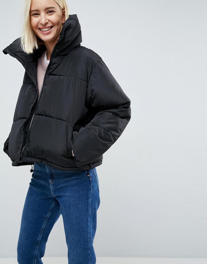 Brave Soul Ramblin Oversize Padded Jacket - Black