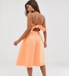 Asos Design Bow Back Midi Prom Dress - Orange