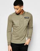 Love Moschino Army Polo Long Sleeve Pockets - Green