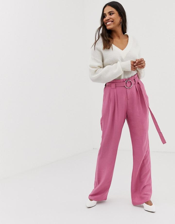 Vila Ring Belt Pants - Red