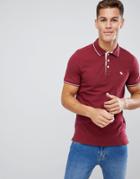 Abercrombie & Fitch Stretch Core Moose Logo Tipped Slim Fit Polo In Burgundy - Red