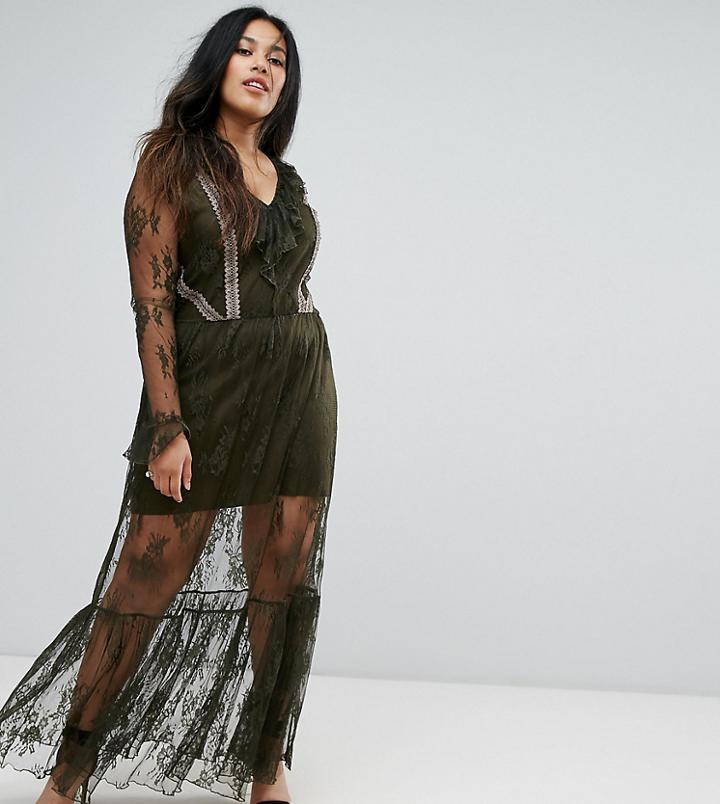 Elvi Premium Lace Maxi Dress - Green