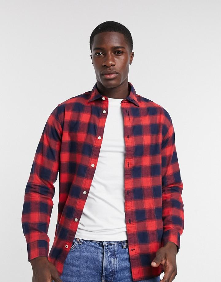 Jack & Jones Essentials Check Shirt In Red & Navy