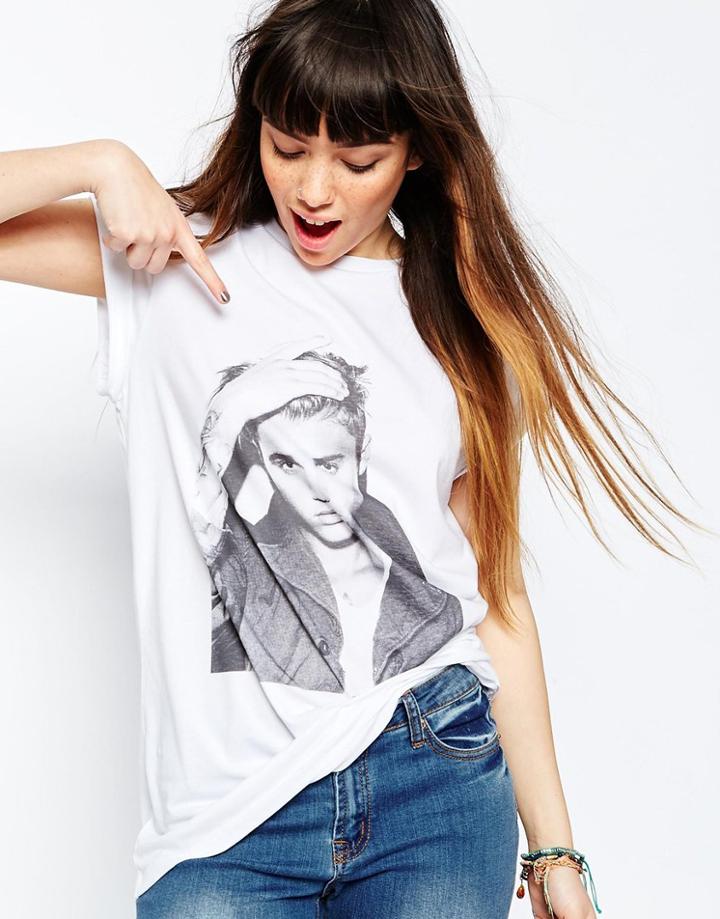Asos Boyfriend T-shirt With I'm A Belieber Print - White