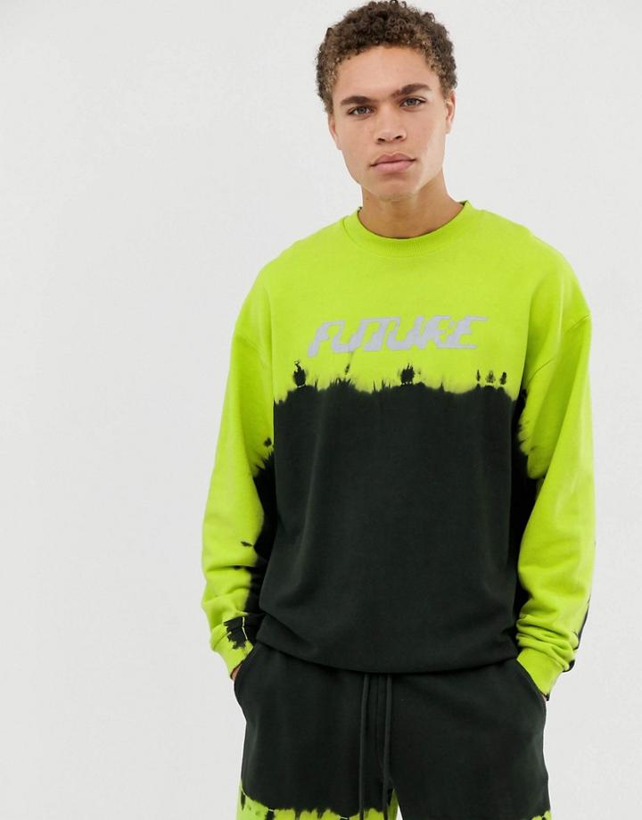 Asos Design Two-piece Oversized Sweatshirt With Neon Wash & Future Print - Black